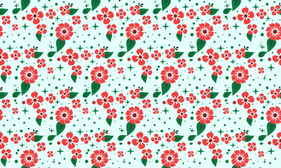 Cute and unique Christmas red flower with floral pattern art.