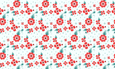 Cute and unique Christmas red flower with floral pattern art.