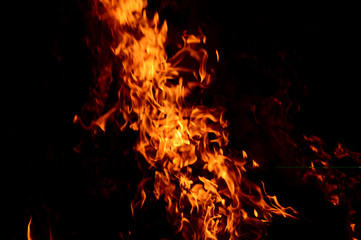 Fire on a black background