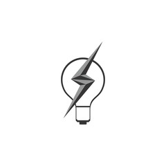 Lamp with  lightning storm logo design vector