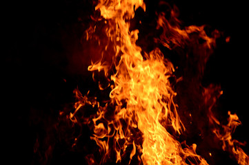 Fire on a black background