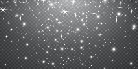 Falling stars effect. Stardust on a transparent background. Vector illustration