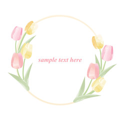 春 リボン チューリップ フレーム イラスト Wall Mural Yurikoroma ゆりころま