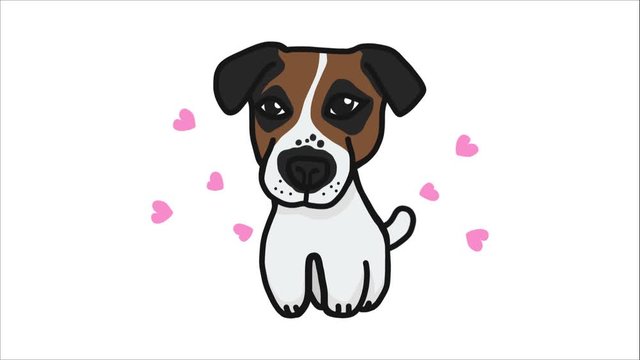 Jack Russell dog cartoon doodle style