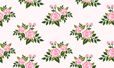 Simple pink rose flower, seamless floral pattern background, for happy valentine design.