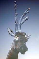 ice figure of a deer. winter fun and entertainment