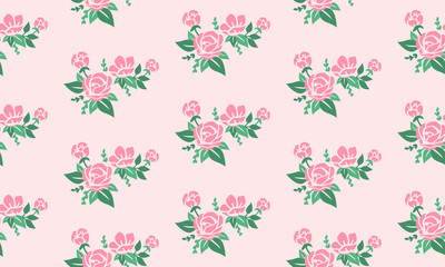 Simple pink rose flower, seamless floral pattern background, for happy valentine design.