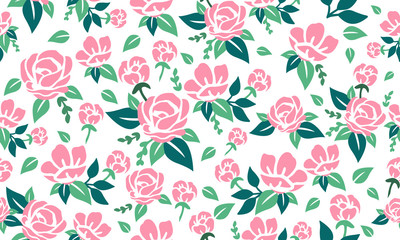 Elegant pink rose flower for Valentine, seamless flower pattern background.