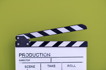movie clapper on green chroma background