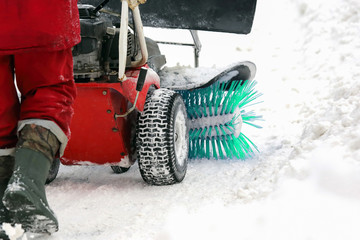 special machine for snow removal cleans the road