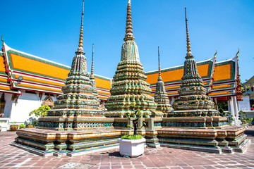 A beautiful view of Wat Pho temple in Bangkok, Thailand.