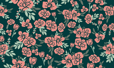 Flower seamless pattern for Valentine, with leaf flower modern drawing.
