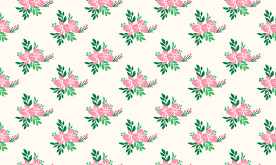 Floral pattern decoration background for Valentine card, with leaf flower unique drawing.