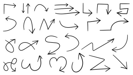 Hand drawn arrow vector icons set. sketch arrow design for business plan and education.