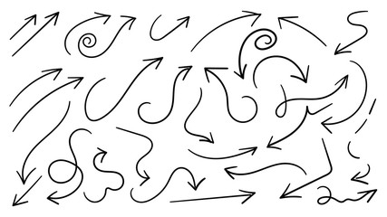 Hand drawn arrow vector icons set. sketch arrow design for business plan and education.