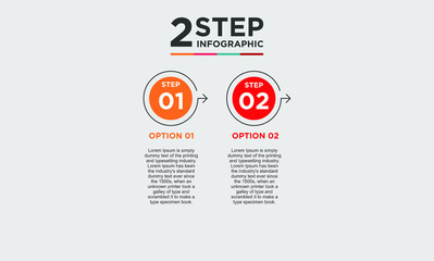 2 step infographic element. Business concept with twooptions and number, steps or processes. data visualization. Vector illustration.