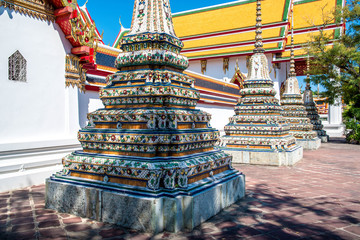A beautiful view of Wat Pho temple in Bangkok, Thailand.