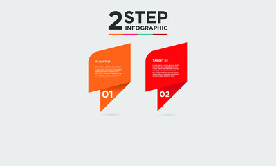 2 step infographic element. Business concept with twooptions and number, steps or processes. data visualization. Vector illustration.