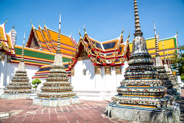 A beautiful view of Wat Pho temple in Bangkok, Thailand.
