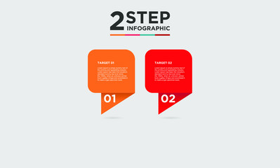 2 step infographic element. Business concept with twooptions and number, steps or processes. data visualization. Vector illustration.