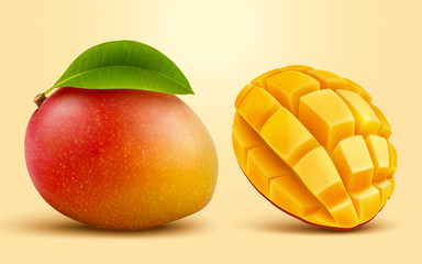 3d illustration mango fruit - obrazy, fototapety, plakaty