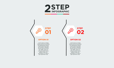 2 step infographic element. Business concept with twooptions and number, steps or processes. data visualization. Vector illustration.