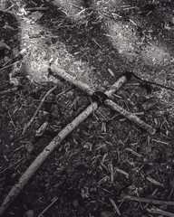 occult and magical object - a cross from.branches.