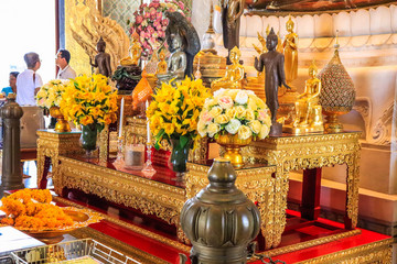 A beautiful view of Wat Traimit temple in Bangkok, Thailand.