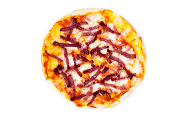 Homemade pizza with white background, design, texture