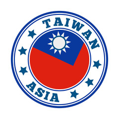 Taiwan sign with flag logo. Vector illustration.