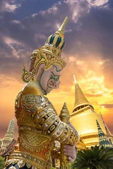 Tuinposter golden statue of buddha in bangkok thailand © eakarat