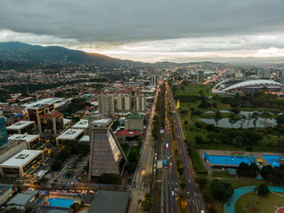 Fototapeta premium Beautiful aerial view of San Jose Costa Rica Sabana and Center