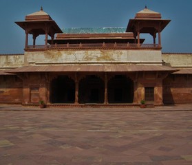 summer palace of great Akbar made by red stone and it is situated at Fatehpur Sikri India