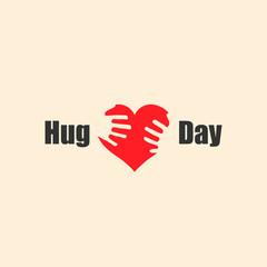 Obraz premium International Hug Day greeting card. Modern minimalistic design. 