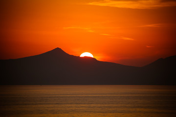 Naklejka na ściany i meble Sunset Greek Isles Santorini Greece