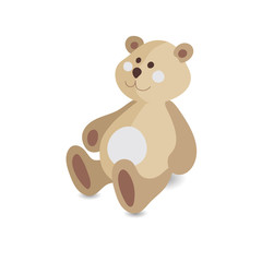 Kids toy teddy bear vector icon isolated on white