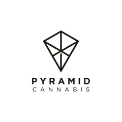 Naklejka premium Cannabis Hemp Leaf Lines as Pyramid framework logo design
