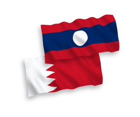 Flags of Laos and Bahrain on a white background