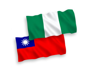 Flags of Nigeria and Taiwan on a white background