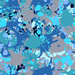 Turquoise, brown, blue, black camouflage seamless pattern