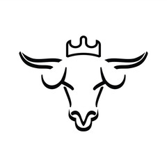 Illustration of a cow's head with a crown