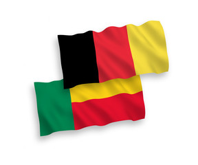 Flags of Belgium and Benin on a white background