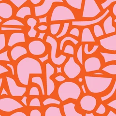 Foto op Plexiglas Lichtroze Eigentijds naadloos patroon met eenvoudige geometrische vormen in roze en rode kleuren. Stijlvolle abstracte achtergrond in Scandinavische stijl voor print, design, stof. vector illustratie