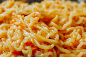 Closeup shot of the spaghetti