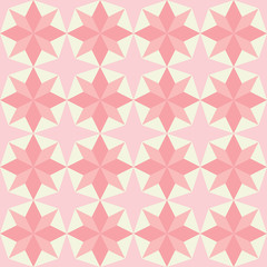 Vector pink patchwork quilt seamless repeat background pattern with star shape.