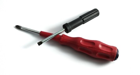 Fototapeta premium Black and red screwdriver isolated on white background