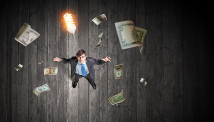 Bright idea for success . Mixed media