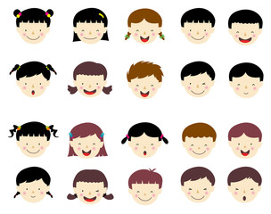 Smiling kids face collection