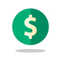 Coin with dollar sign simple icon on white background.