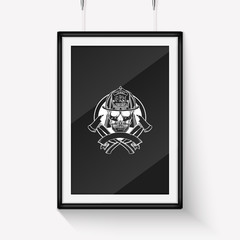 Hand drawn sketch fireman skull